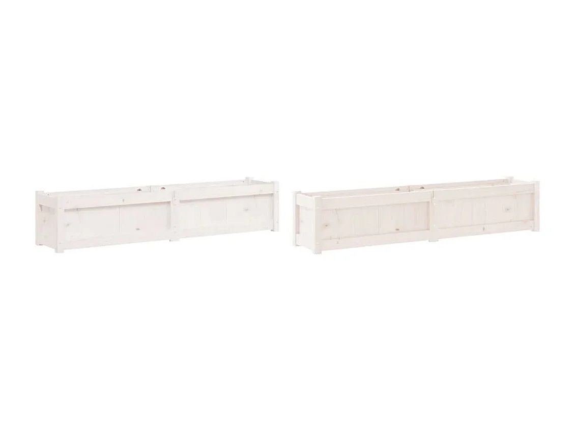 Jardinières 2 pcs blanc bois de pin massif