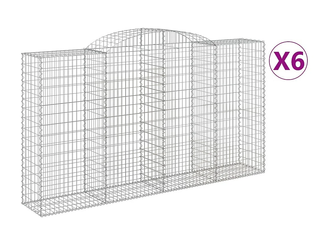 Paniers à gabions arqués 6 pcs 300x50x160-180 fer galvanisé