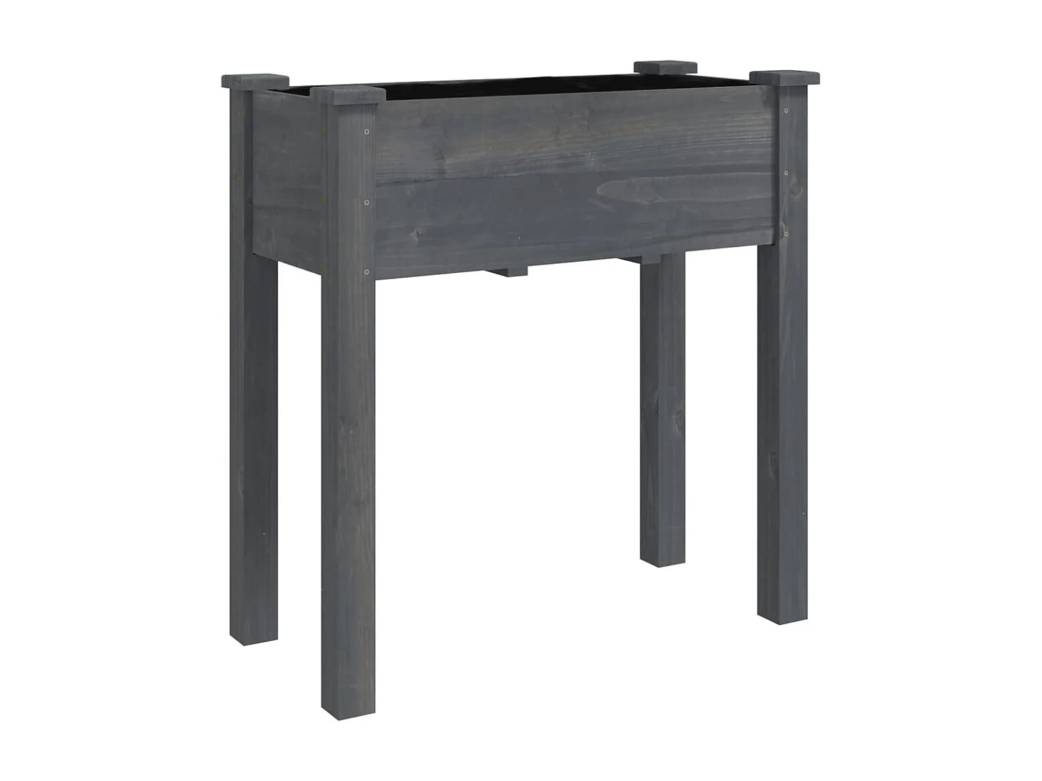 Jardinière sur roues avec doublure gris 71x37x80 bois sapin