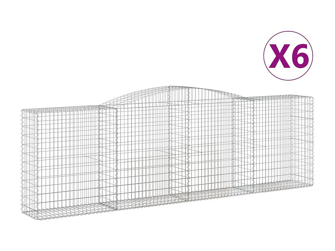 Paniers à gabions arqués 6 pcs 400x50x120-140 Fer galvanisé