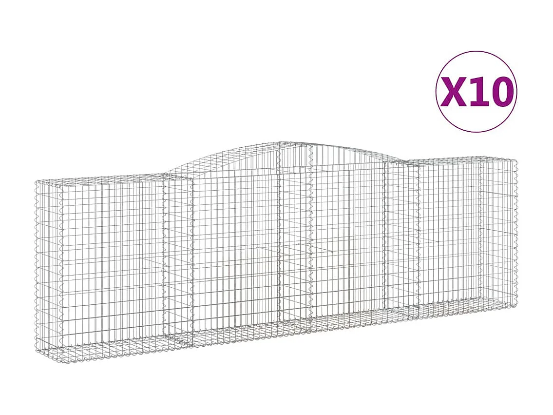 Paniers à gabions arqués 10 pcs 400x50x120-140 Fer galvanisé
