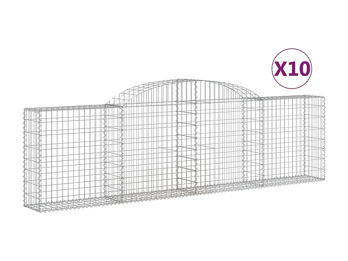 Paniers à gabions arqués 10 pcs 300x30x80-100 fer galvanisé