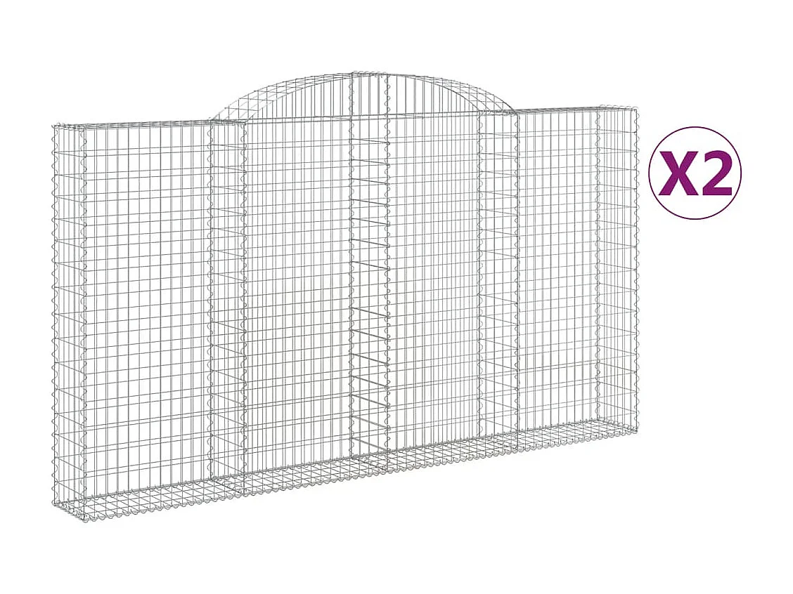Paniers à gabions arqués 2 pcs 300x30x160-180 fer galvanisé