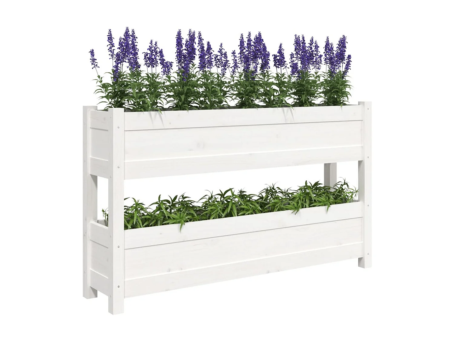 Jardinière Blanc 112x25x66 Bois massif de pin
