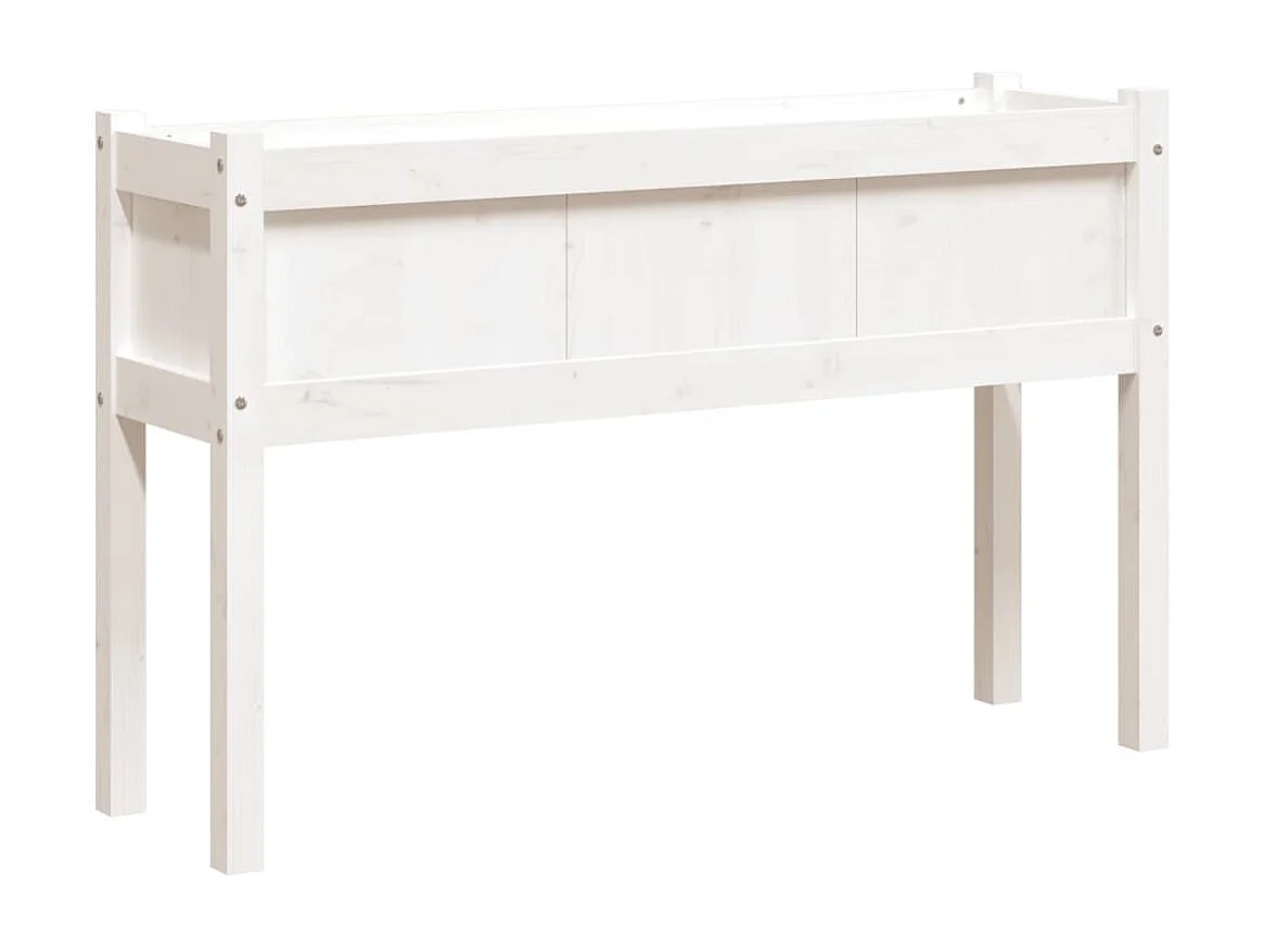 Jardinières avec pieds blanc 110x31x70 bois de pin massif