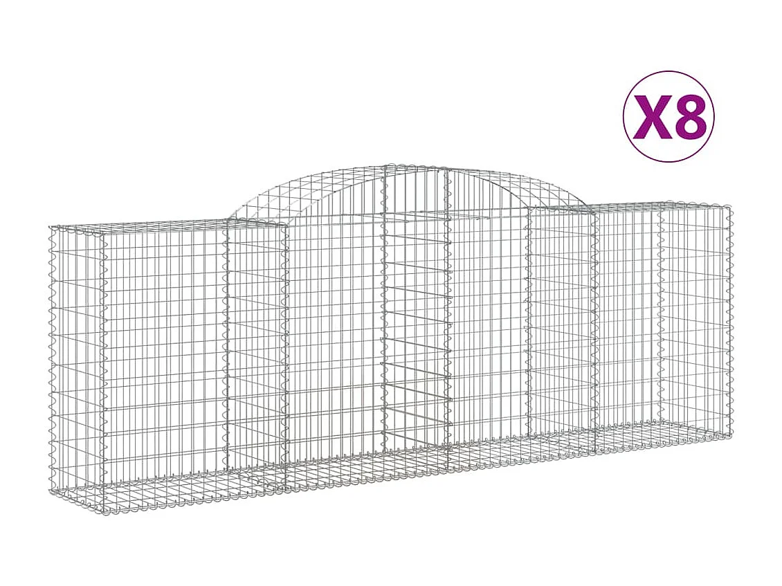 Paniers à gabions arqués 8 pcs 300x50x100-120 fer galvanisé