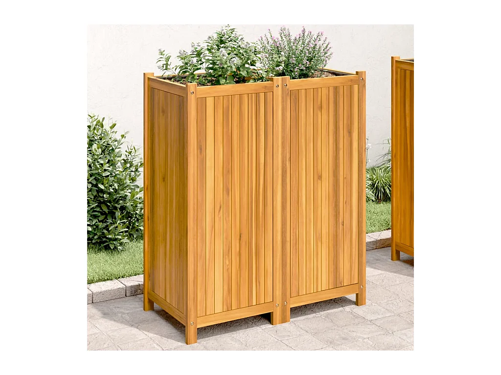Jardinière avec doublure 84x42x100 bois massif d'acacia
