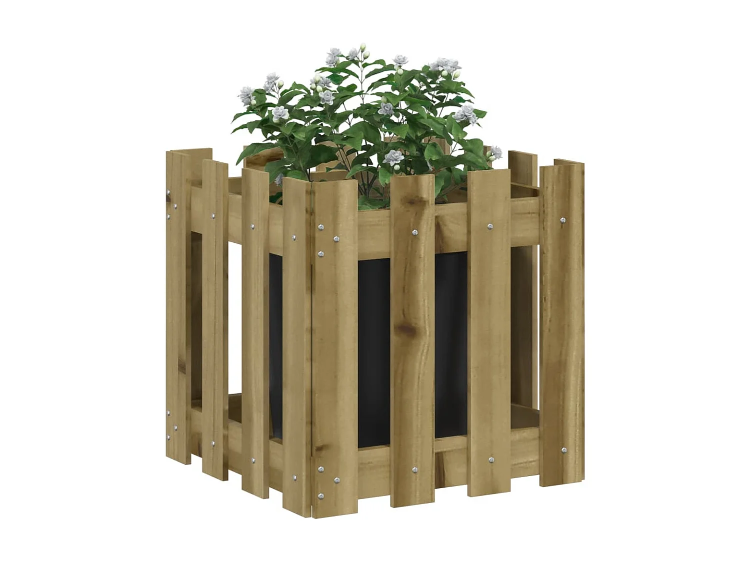 Jardinière avec design de clôture 40x40x40 pin imprégné