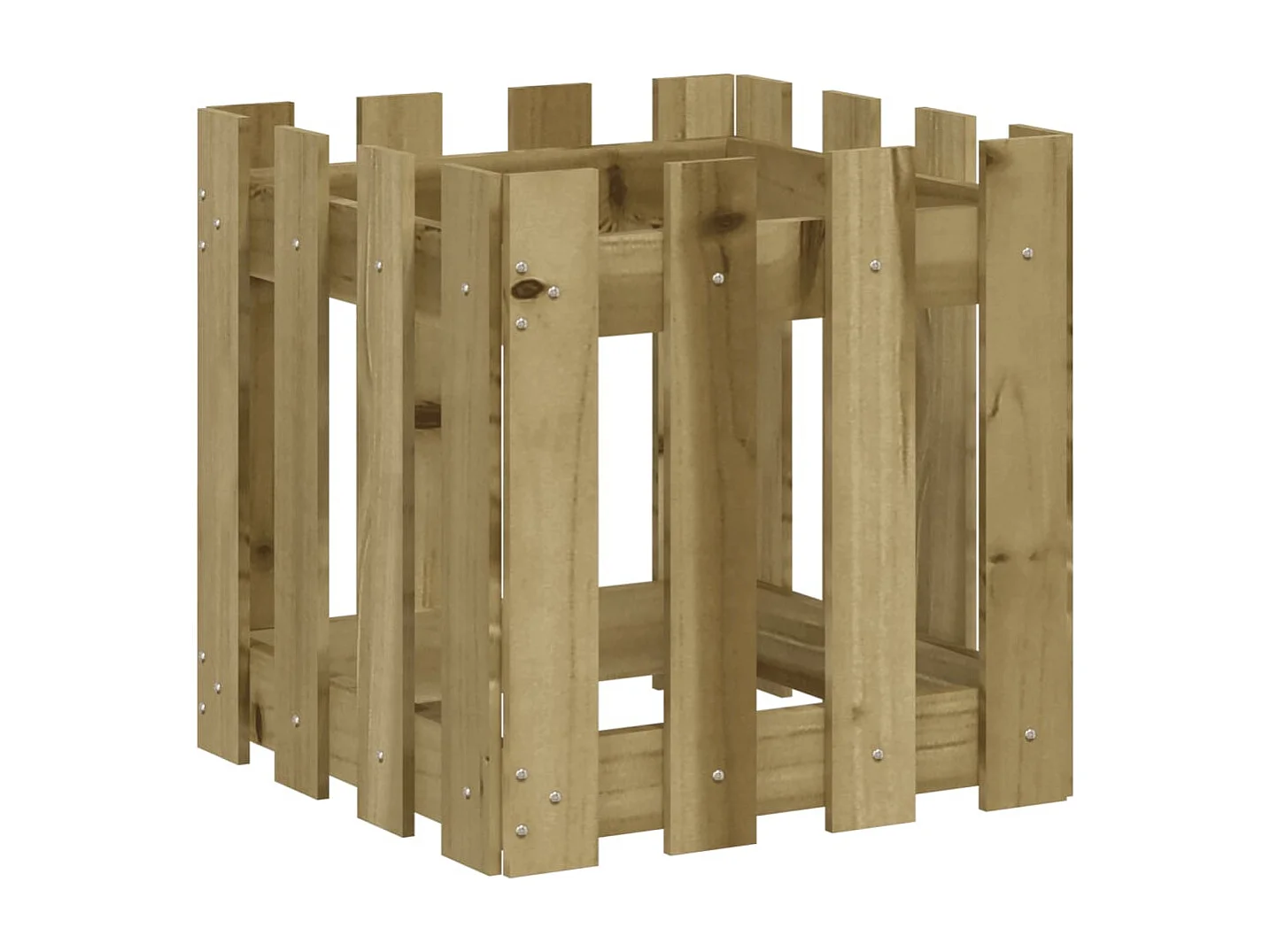Jardinière avec design de clôture 40x40x40 pin imprégné