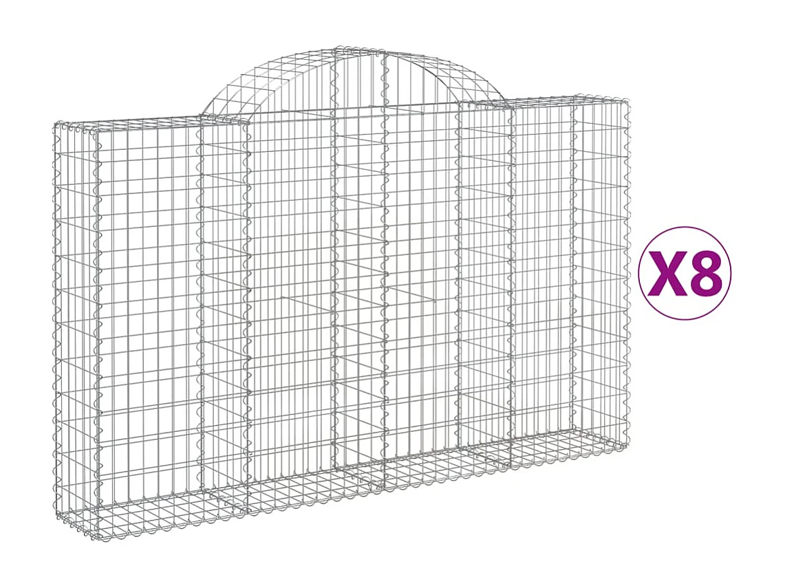 Paniers à gabions arqués 8 pcs 200x30x120-140 Fer galvanisé