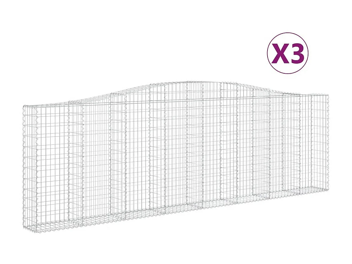 Paniers à gabions arqués 3 pcs 400x30x120-140 Fer galvanisé