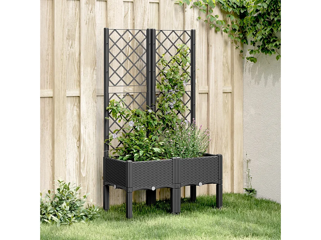 Jardinière avec treillis noir 80x40x142 PP