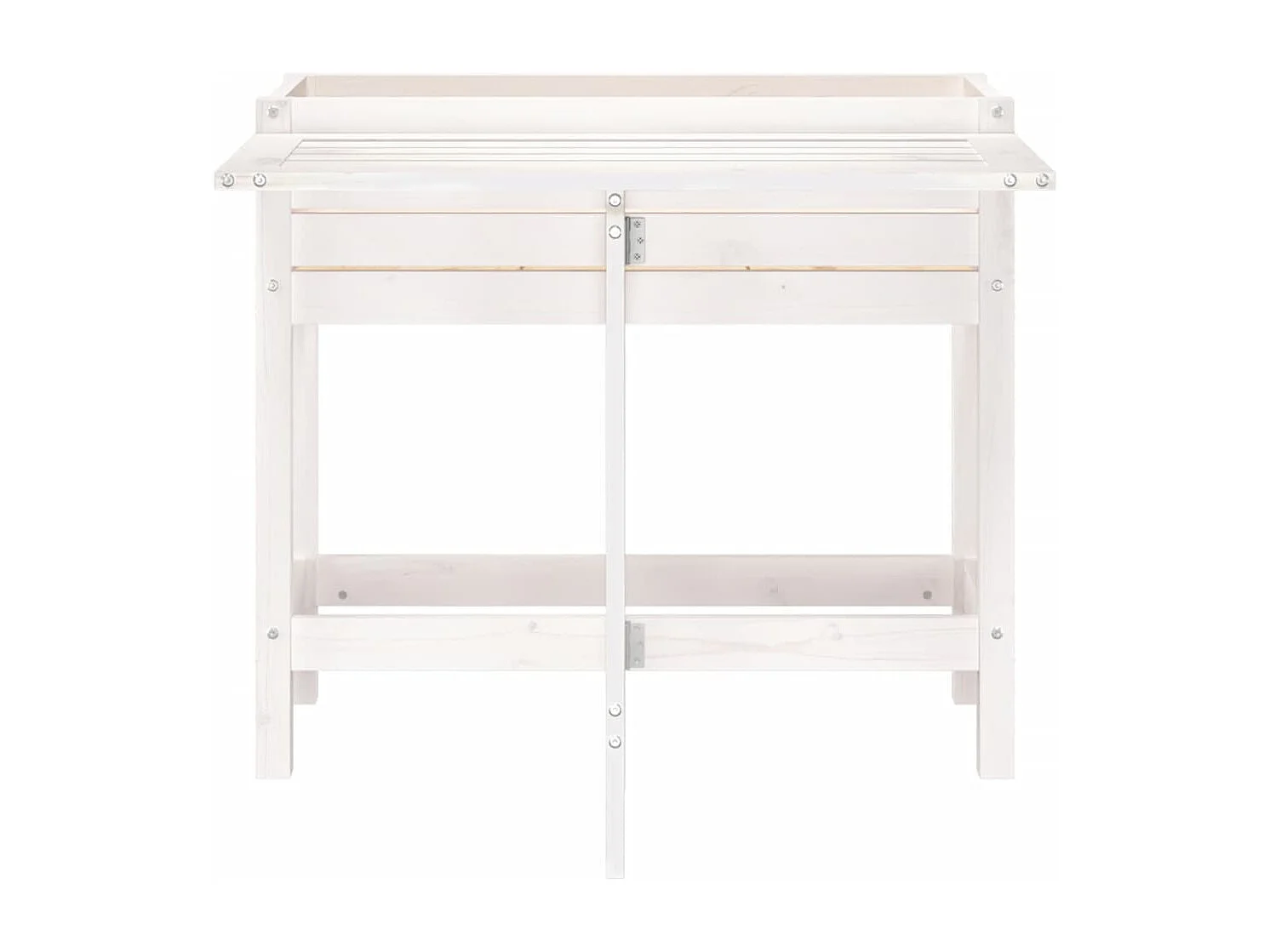 Jardinière de jardin avec plateau pliant blanc bois pin massif