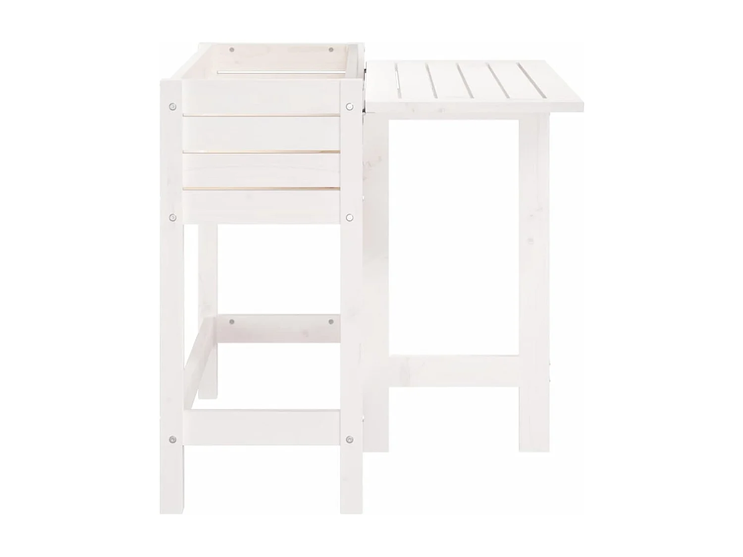 Jardinière de jardin avec plateau pliant blanc bois pin massif