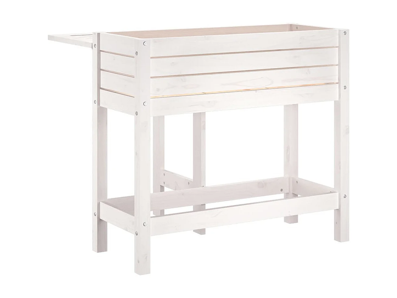 Jardinière de jardin avec plateau pliant blanc bois pin massif