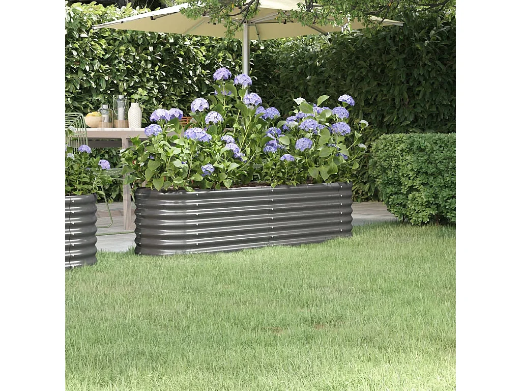 Jardinière de jardin Acier enduit de poudre 152x40x36 Gris
