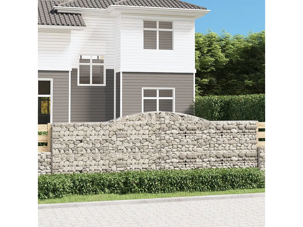 Panier de gabions arqué 400x50x120-140 Fer galvanisé
