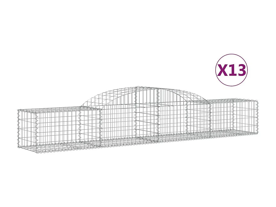 Paniers à gabions arqués 13 pcs 300x50x40-60 fer galvanisé
