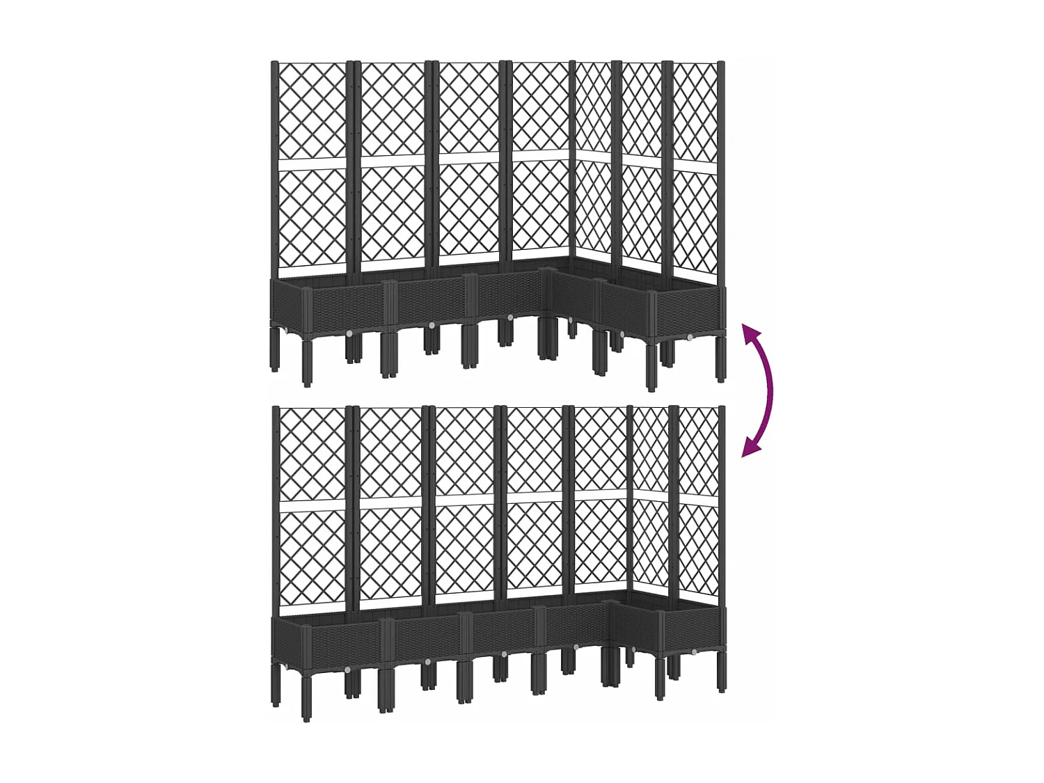 Jardinière avec treillis noir 160x120x142 PP