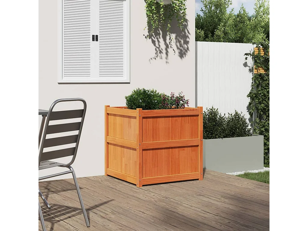Jardinière marron 70x70x70 bois de pin massif