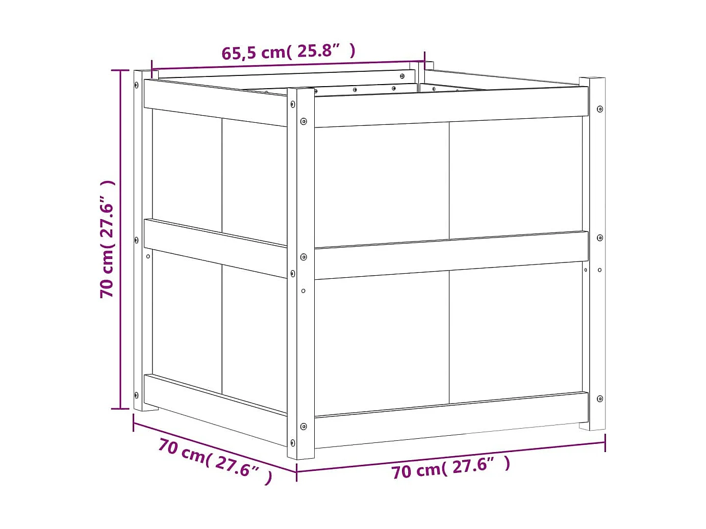 Jardinière marron 70x70x70 bois de pin massif
