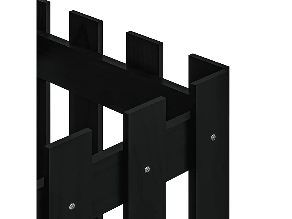 Jardinière avec design de clôture noir 40x40x40 pin massif