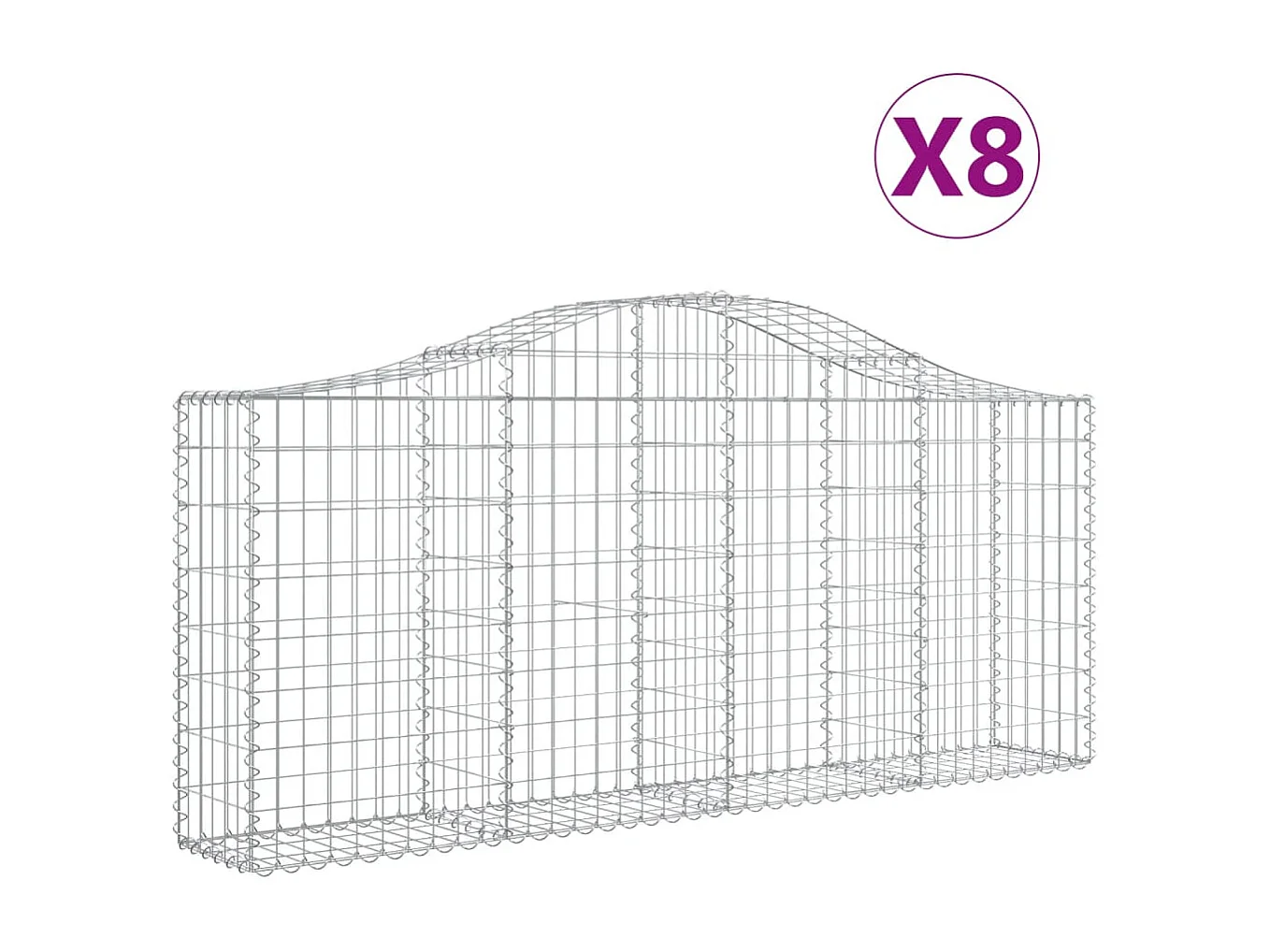Paniers à gabions arqués 8 pcs 200x30x80-100 Fer galvanisé