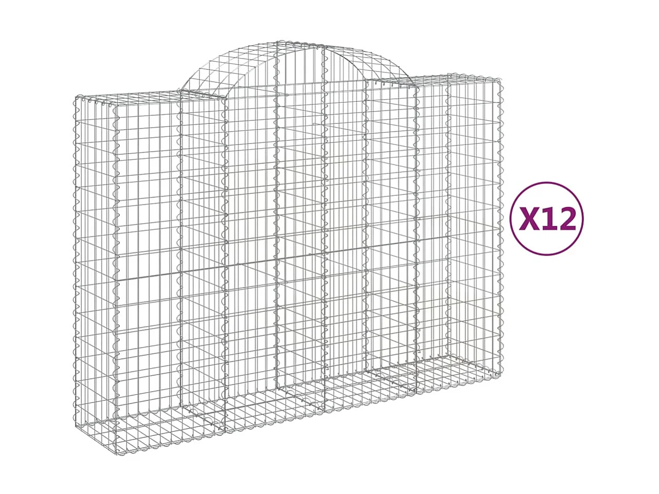 Paniers à gabions arqués 12 pcs 200x50x140-160 Fer galvanisé