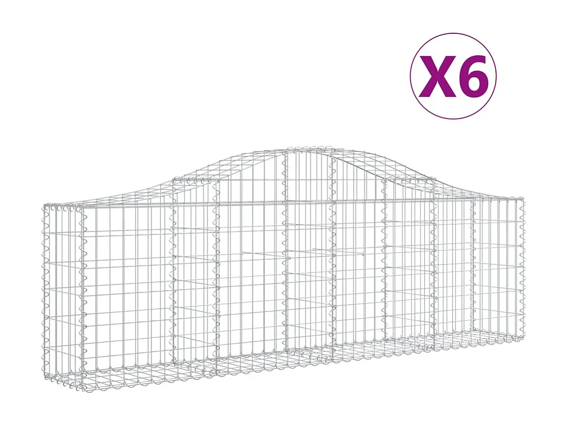 Paniers à gabions arqués 6 pcs 200x30x60-80 Fer galvanisé