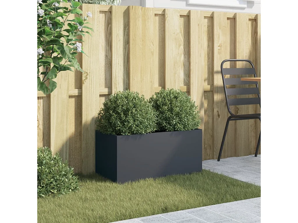 Jardinière anthracite 62x30x29 acier laminé à froid
