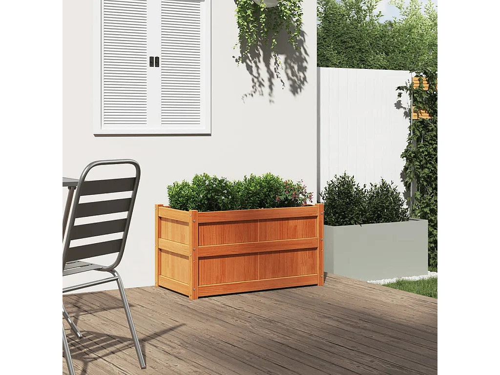 Jardinière marron 90x50x50 bois de pin massif