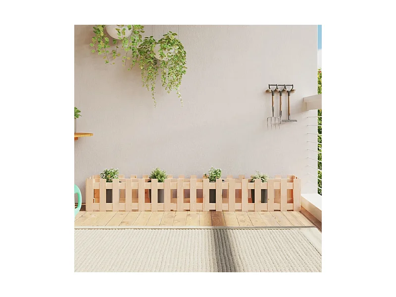 Lit surélevé de jardin design de clôture 200x30x30 pin massif