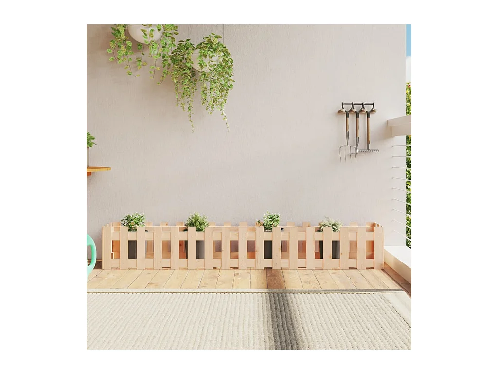 Lit surélevé de jardin design de clôture 200x30x30 pin massif
