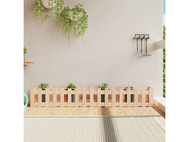 Lit surélevé de jardin design de clôture 200x30x30 pin massif