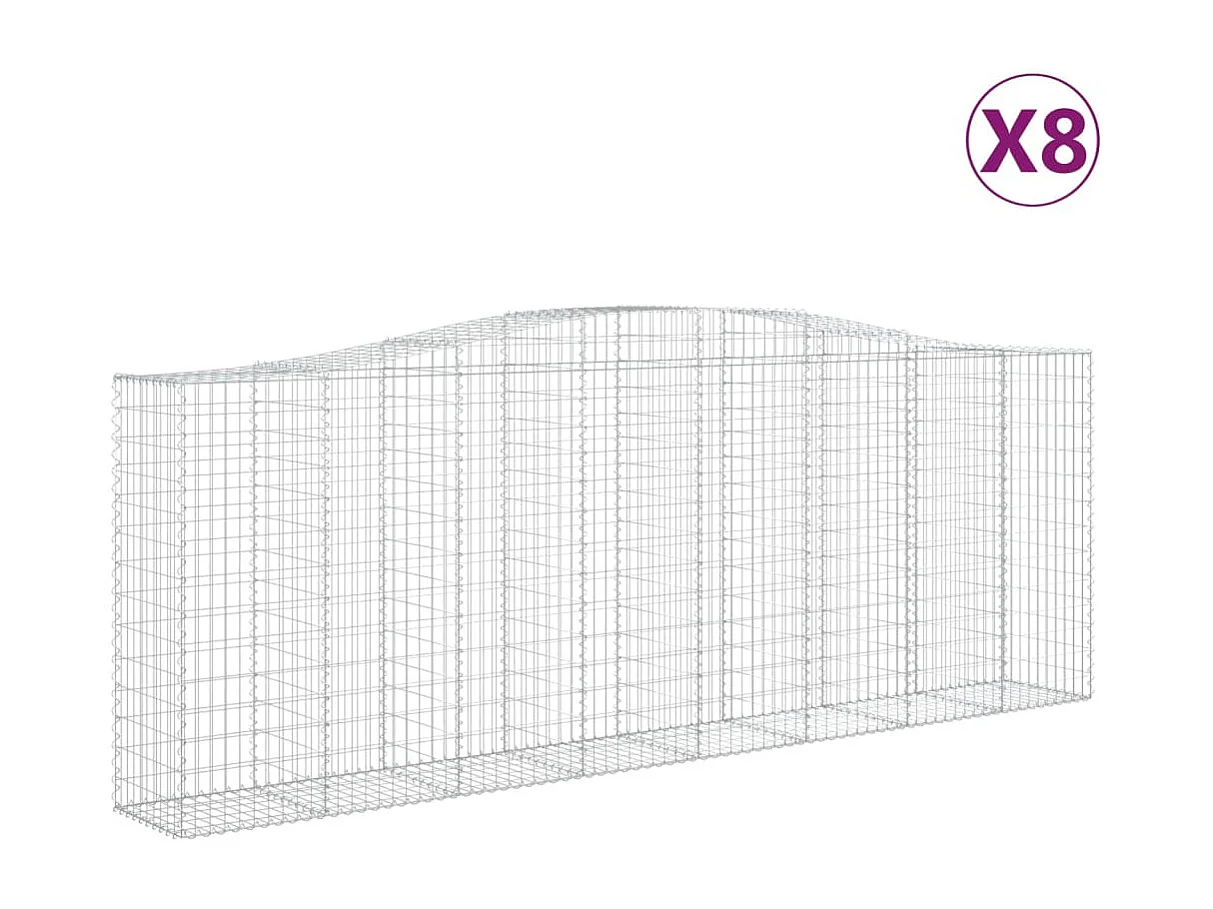 Paniers à gabions arqués 8 pcs 400x50x140-160 Fer galvanisé