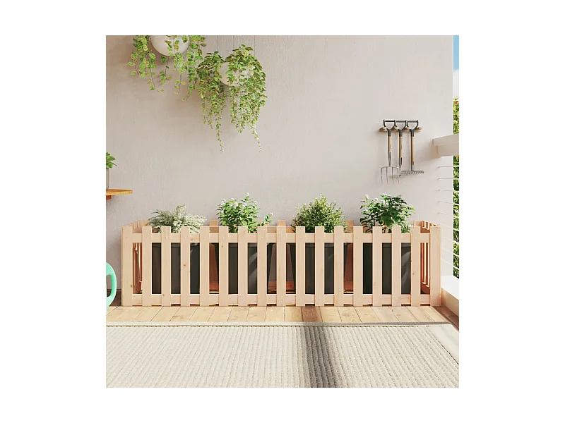 Lit surélevé de jardin design de clôture 200x50x50 pin massif