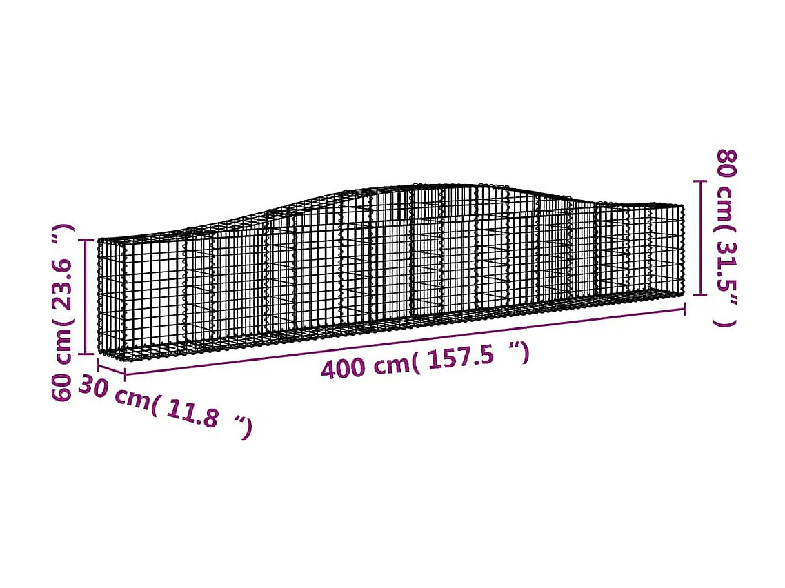 Paniers à gabions arqués 7 pcs 400x30x60-80 Fer galvanisé