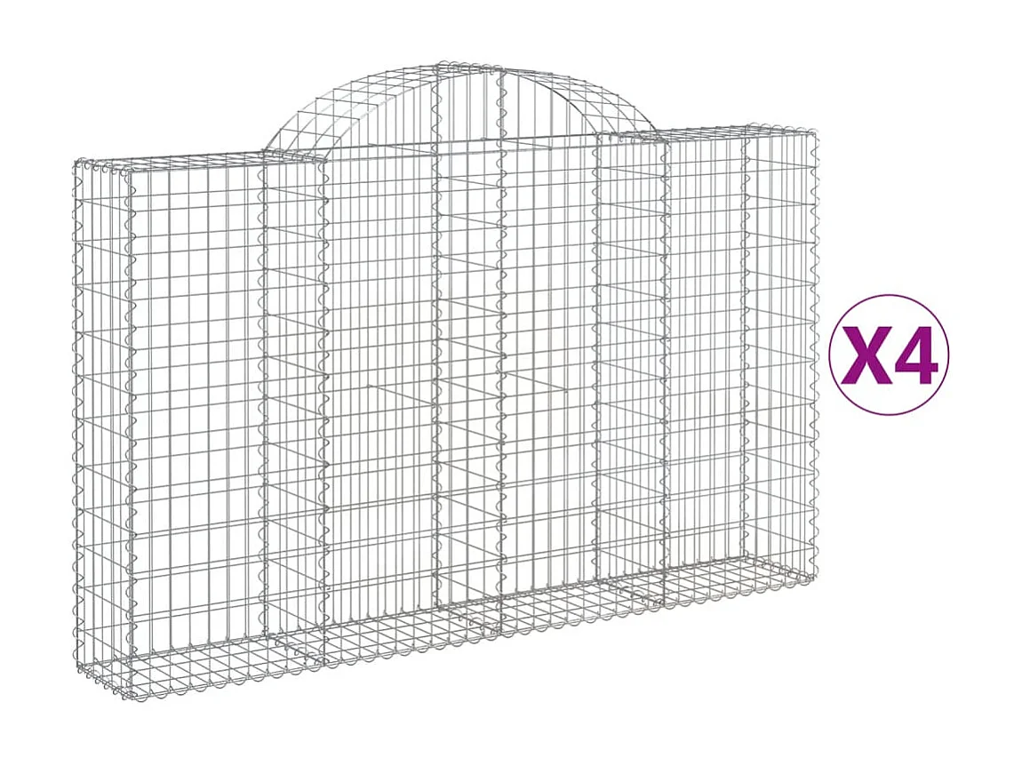 Paniers à gabions arqués 4 pcs 200x30x120-140 Fer galvanisé