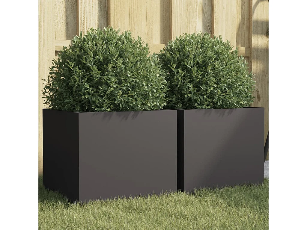 Jardinières 2 pcs noir 32x30x29 acier laminé à froid