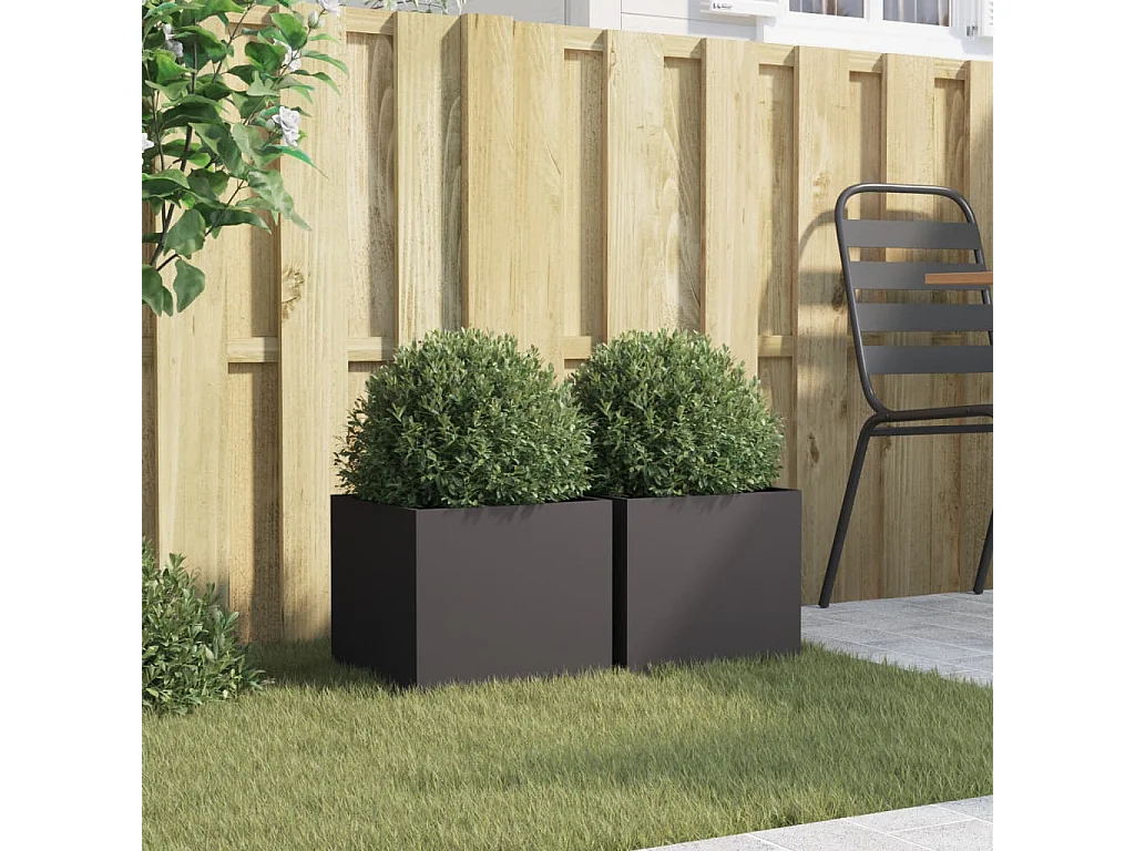 Jardinières 2 pcs noir 32x30x29 acier laminé à froid