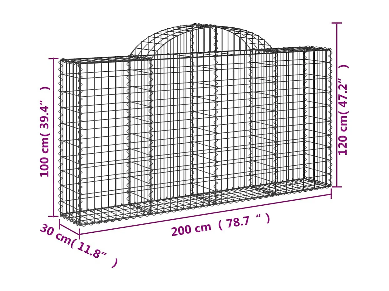 Paniers à gabions arqués 7 pcs 200x30x100-120 Fer galvanisé