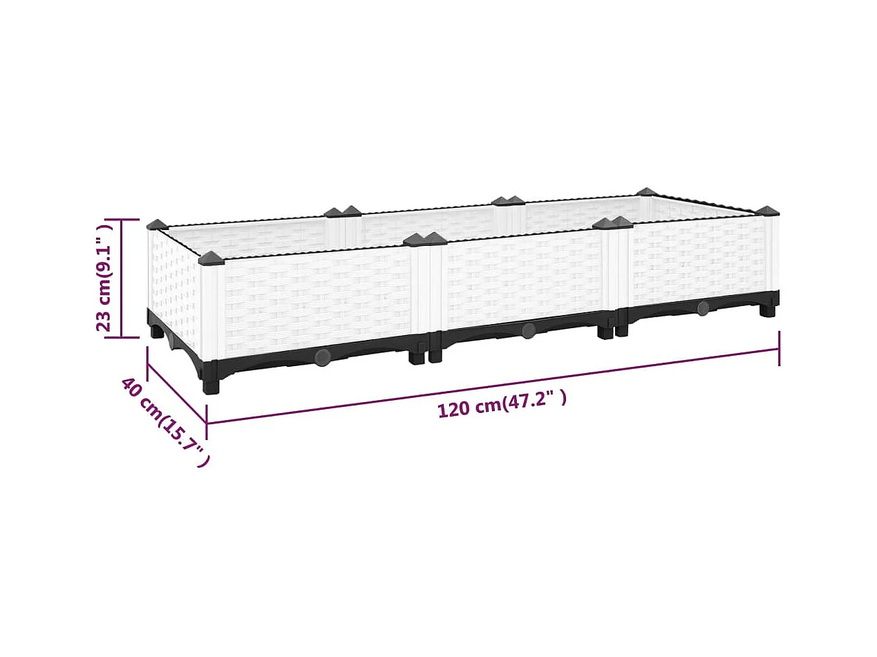 Lit surélevé 120x40x23 Polypropylène