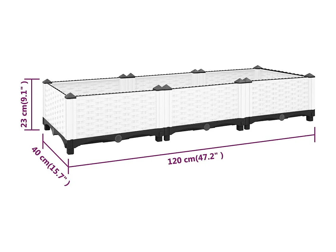Lit surélevé 120x40x23 Polypropylène