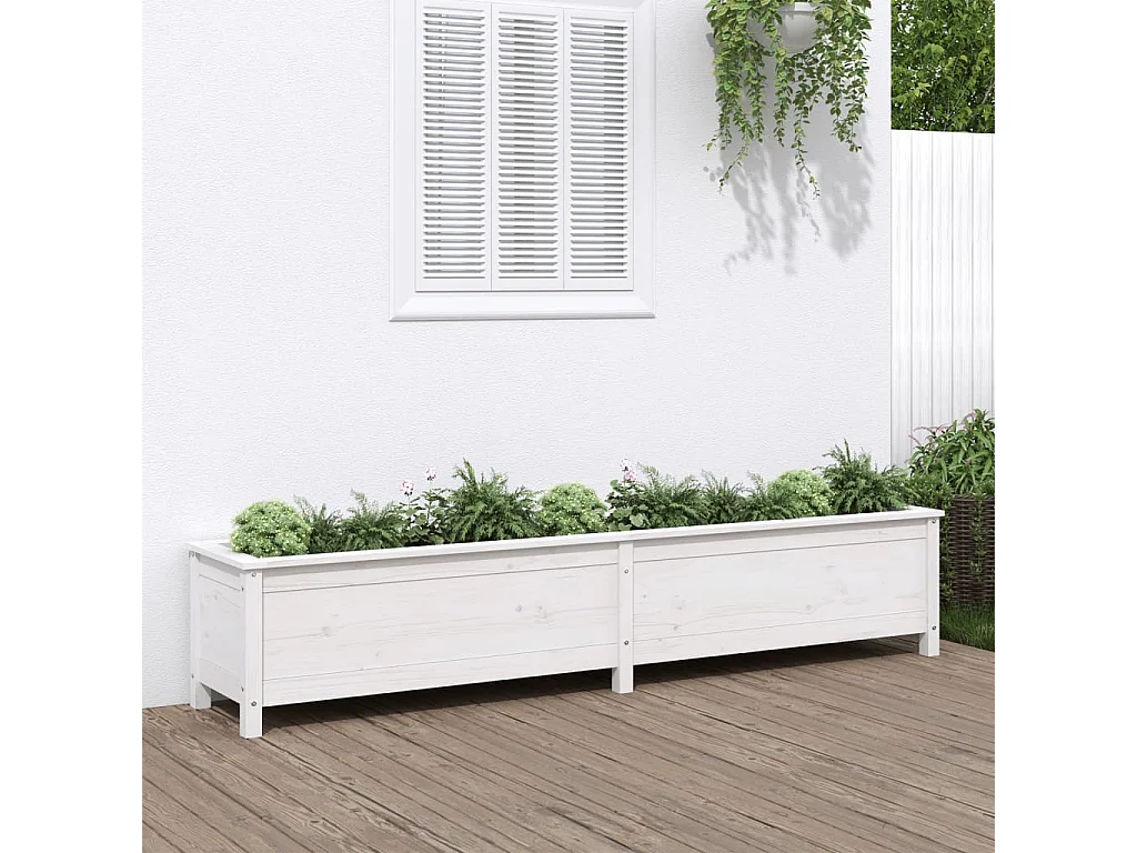 Lit surélevé de jardin blanc 199,5x40x39 bois de pin massif