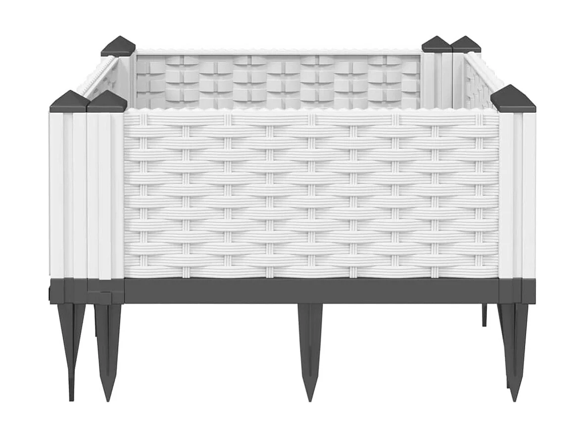 Jardinière avec piquets blanc 42,5x42,5x28,5 PP