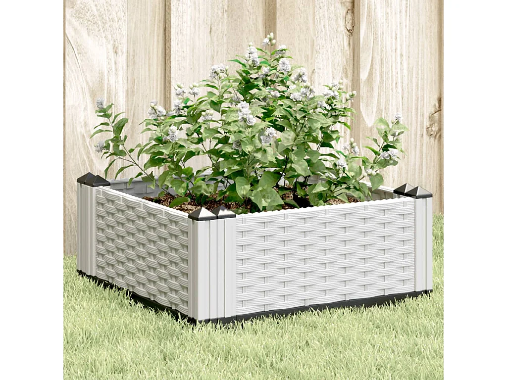 Jardinière avec piquets blanc 42,5x42,5x28,5 PP