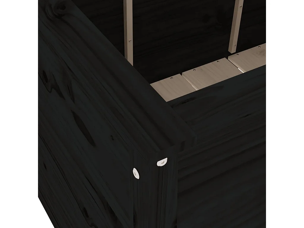 Lit surélevé de jardin noir 119,5x82,5x78 bois de pin massif