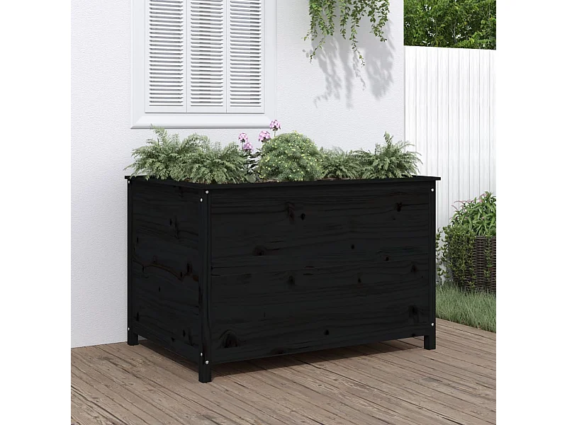 Lit surélevé de jardin noir 119,5x82,5x78 bois de pin massif
