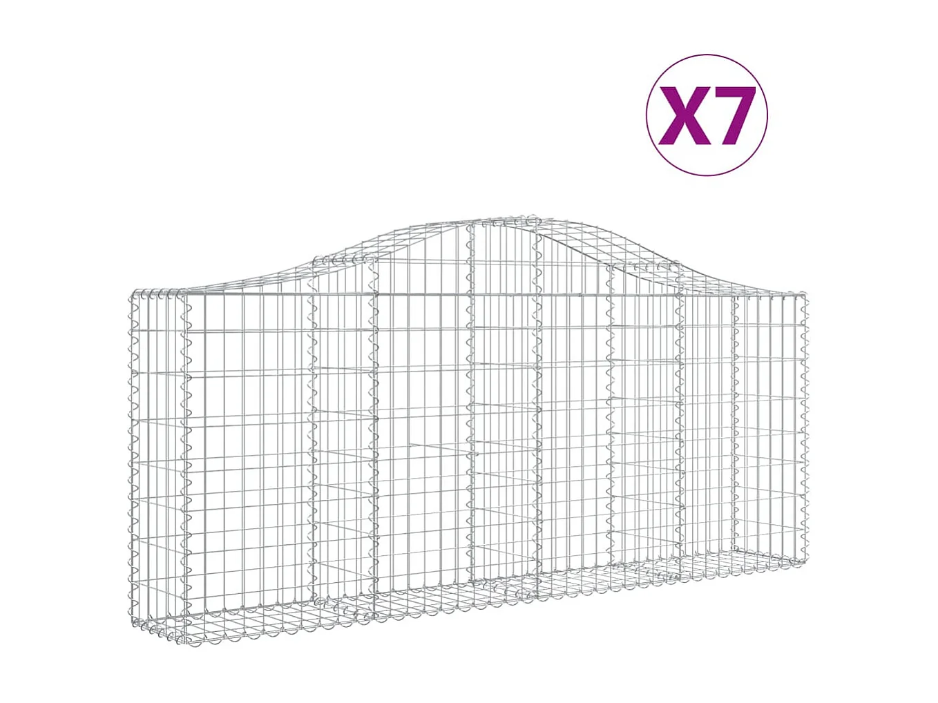 Paniers à gabions arqués 7 pcs 200x30x80-100 Fer galvanisé