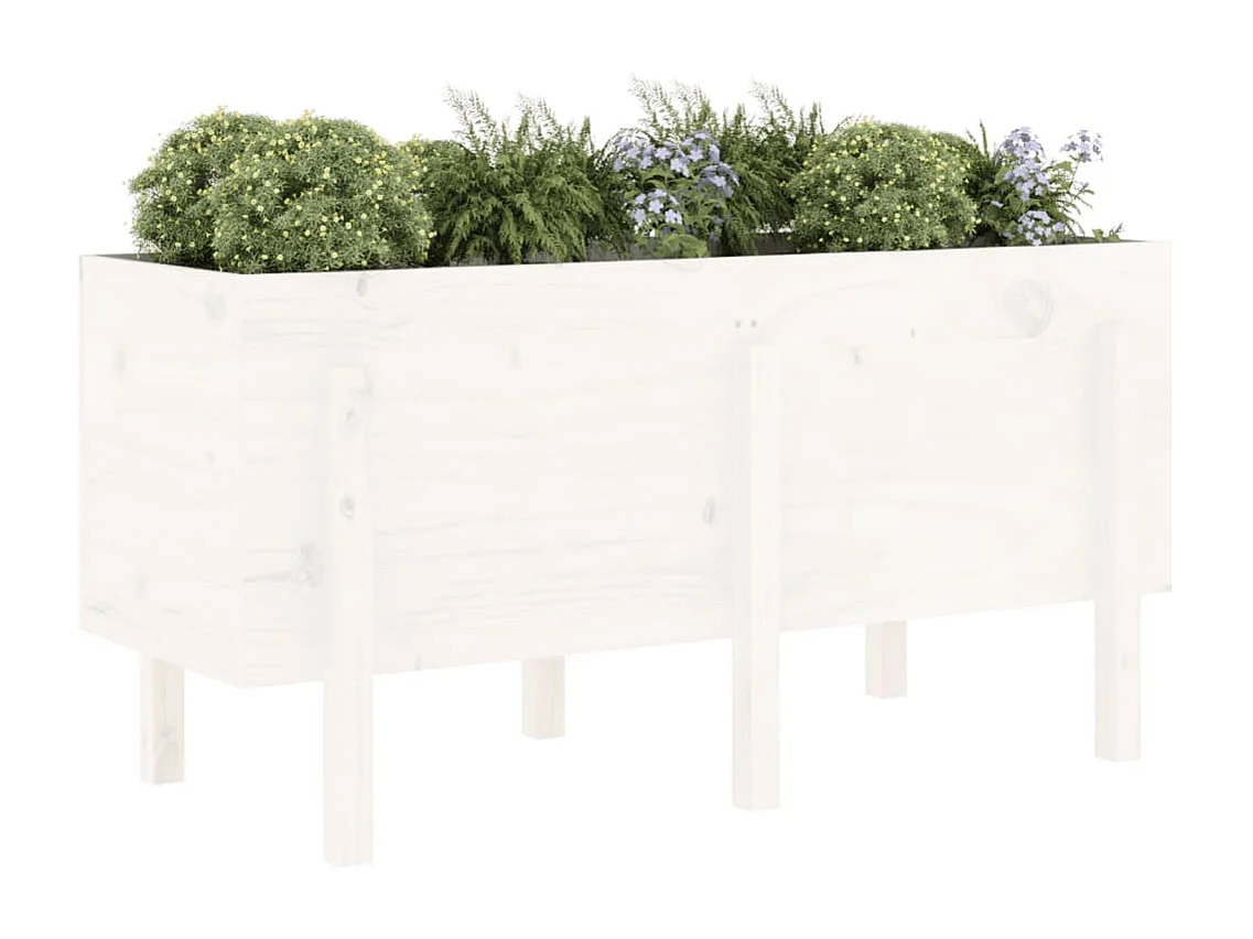 Lit surélevé de jardin blanc 121x50x57 bois de pin massif